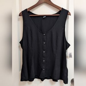 NWT Old Navy Black Sleeveless Button Front Peplum-esque Top